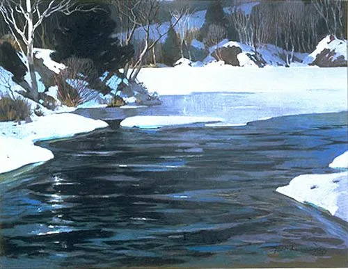 La rivière Gatineau en mars Rivière avec neige